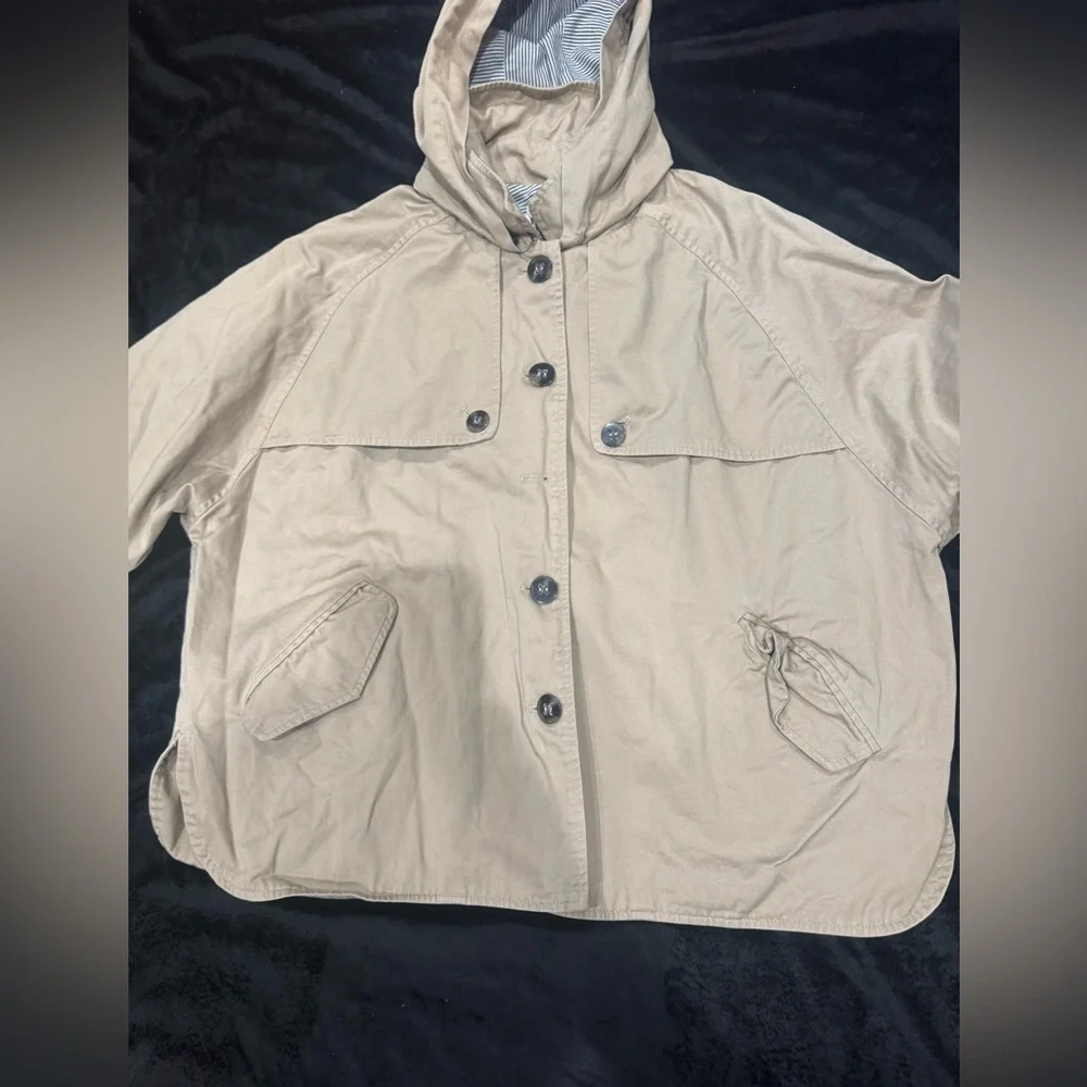 Women's Tan Hooded Raincoat